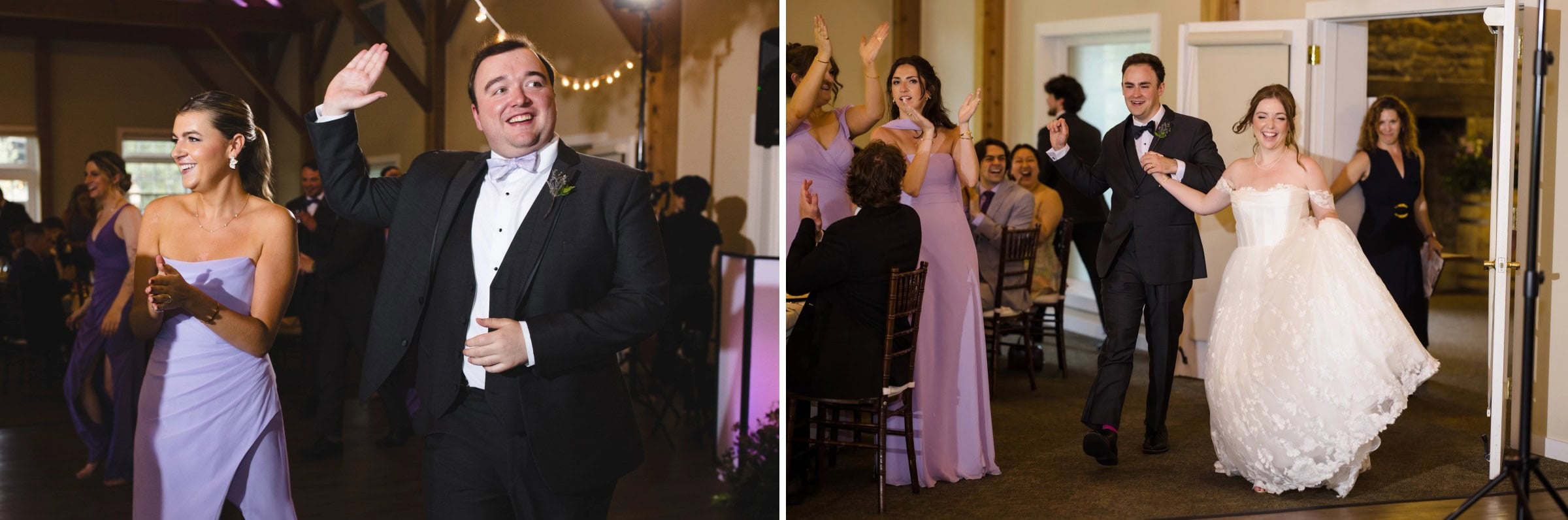 Man and woman dancing together at a formal event, both smiling and raising their arms. — Wedding at Glasbern Inn, Fogelsville, PA